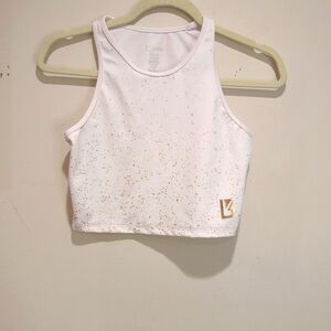 BuffBunny White and Gold Speckled Crop Top